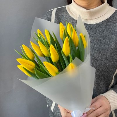 Букет из желтых тюльпанов 15шт.