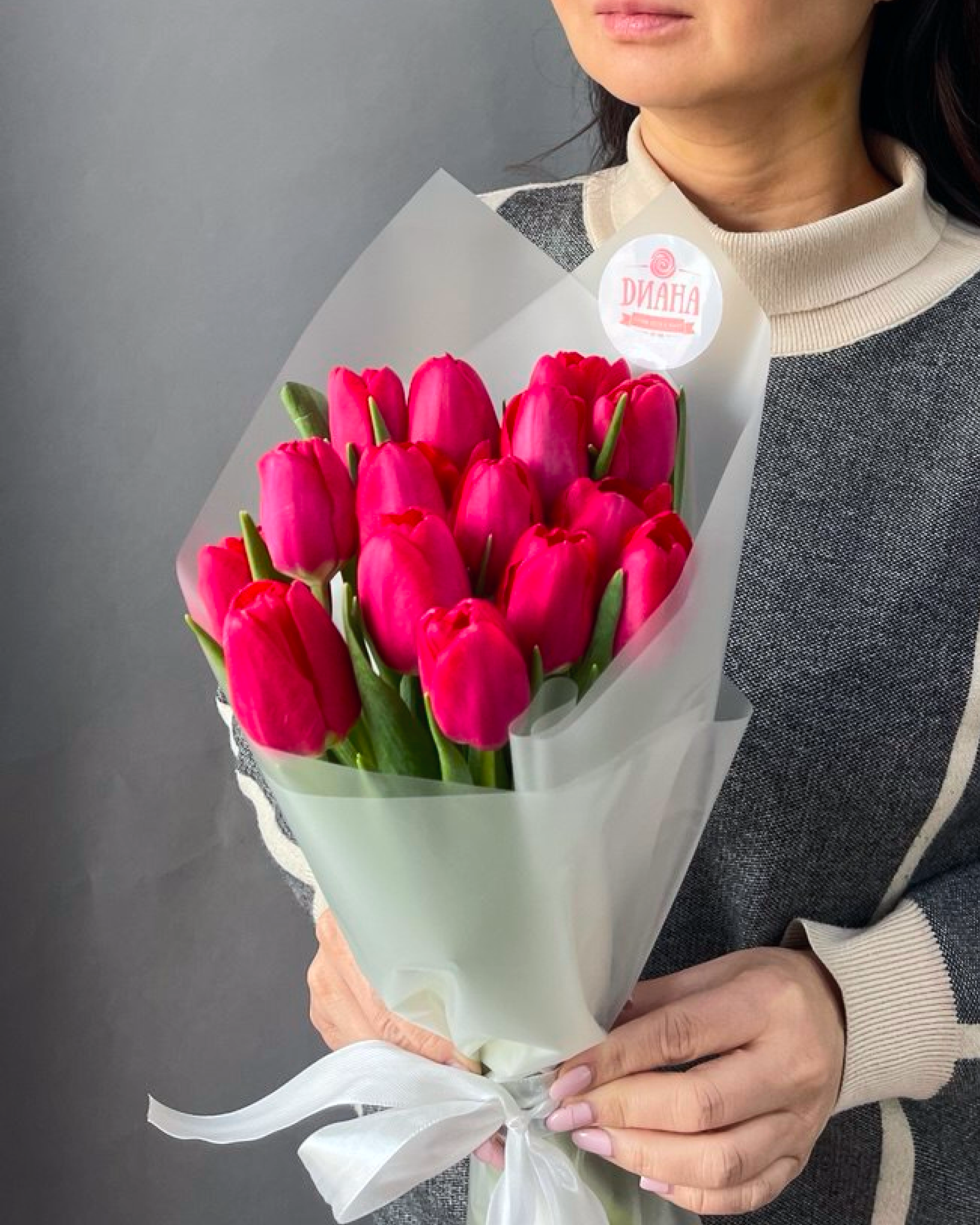 Букет из красных тюльпанов 15шт. - фото букета