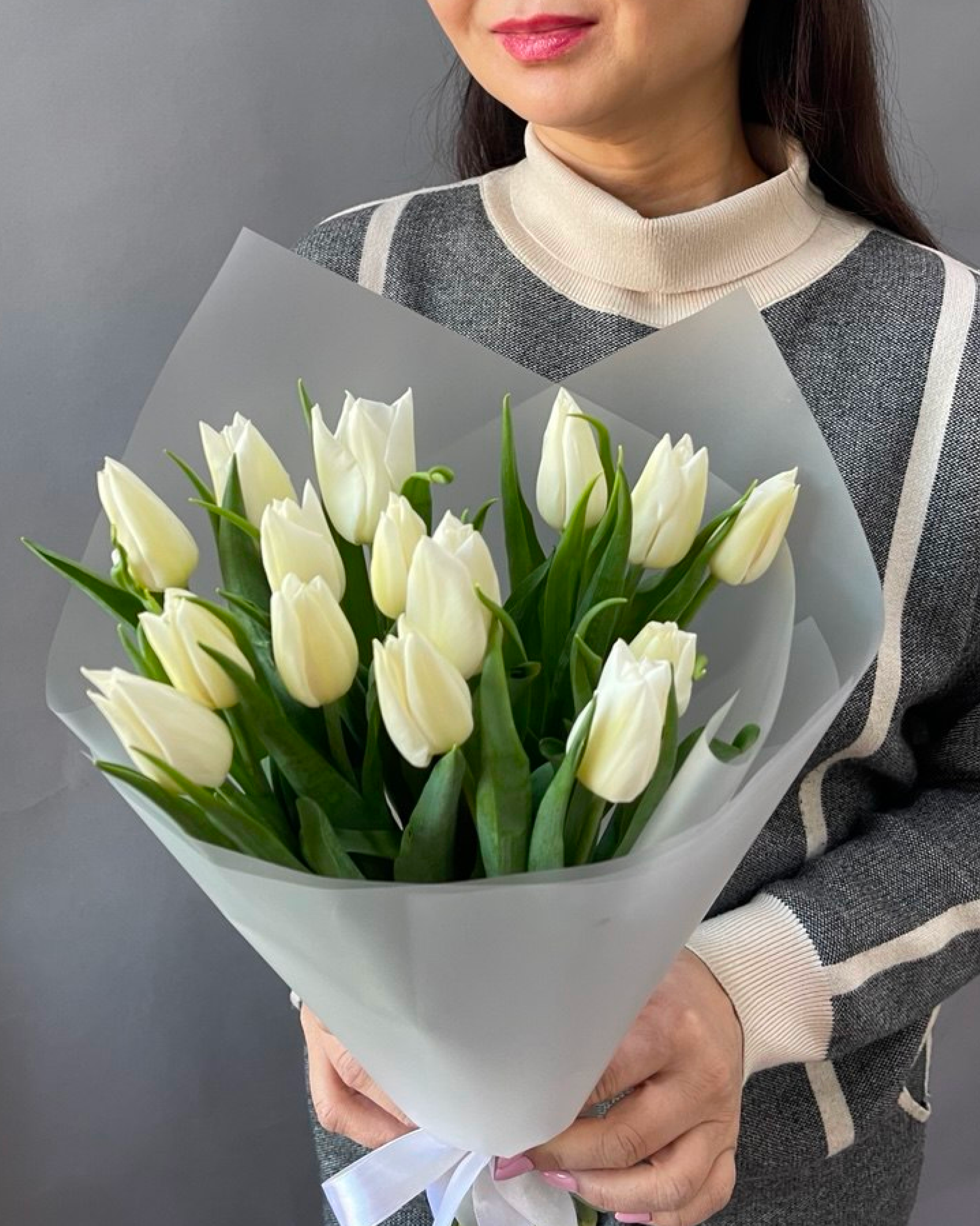 Букет из белых тюльпанов 15шт. - фото букета