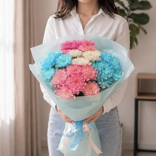 Букет из 5 кустовых хризантем Премиум